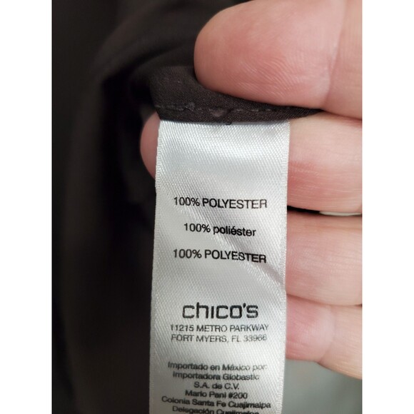 Chico's Brown Woven Cold Shoulder Button-Up Blouse Size 2 Large - Picture 5 of 7